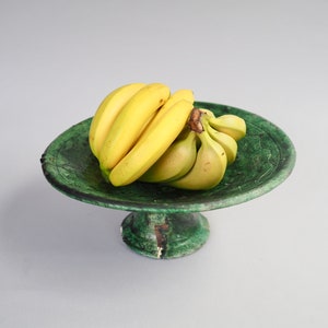 Schale 15, Tamegroute, Grün, Sockel, marokkanisches Glasiertes Steingut/Salat/Obst/Pasta/Töpferschale - 33 x 16cm