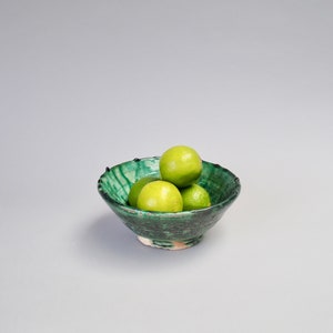 Bowl 36, Tamegroute, Green, Moroccan Glazed Earthenware/Salad/Fruit/Pasta/Pottery Bowl - 18 x 8cm