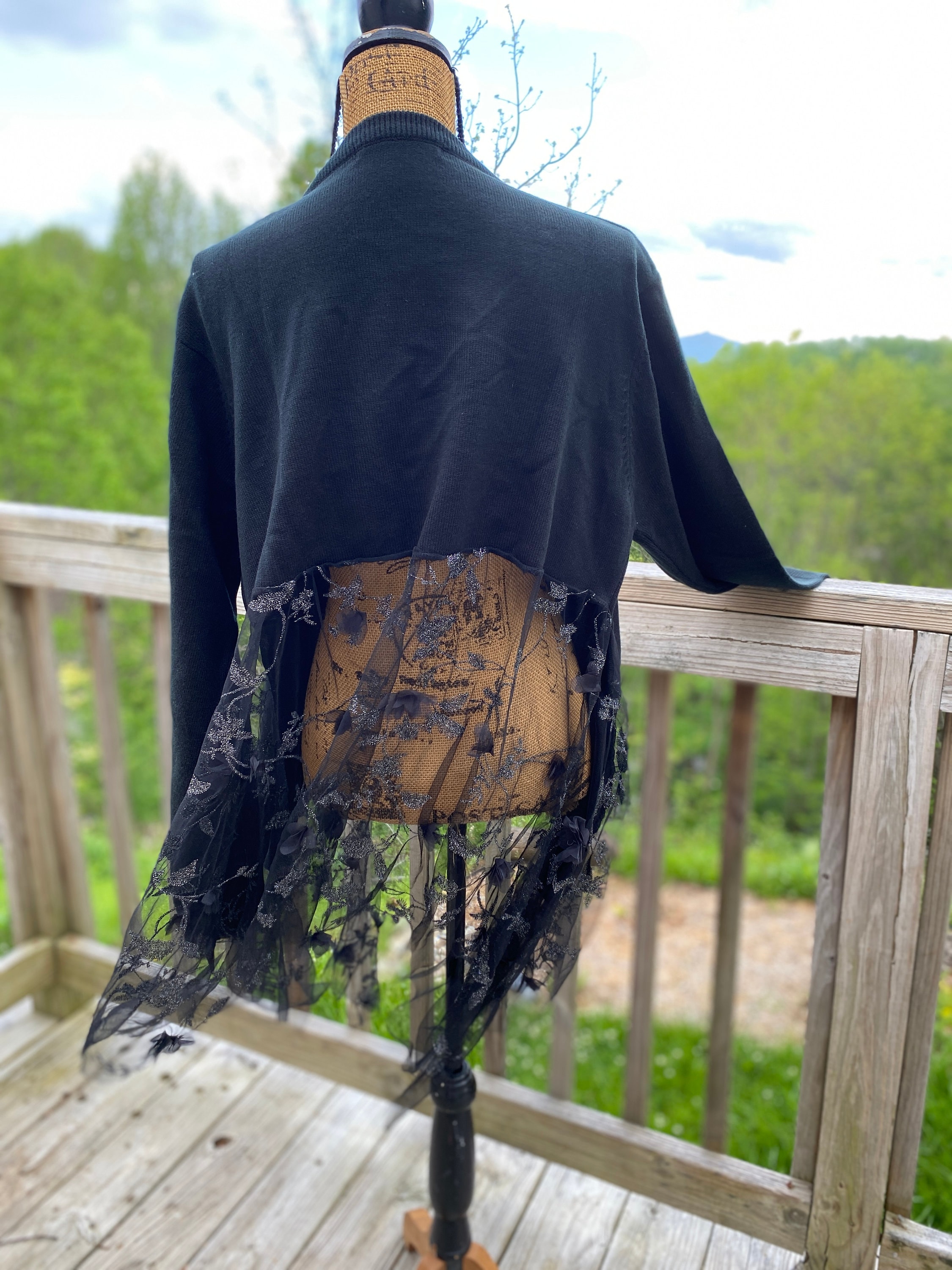 Stevie Nicks Cardigan With Tulle, Embellished Cardigan, Plus