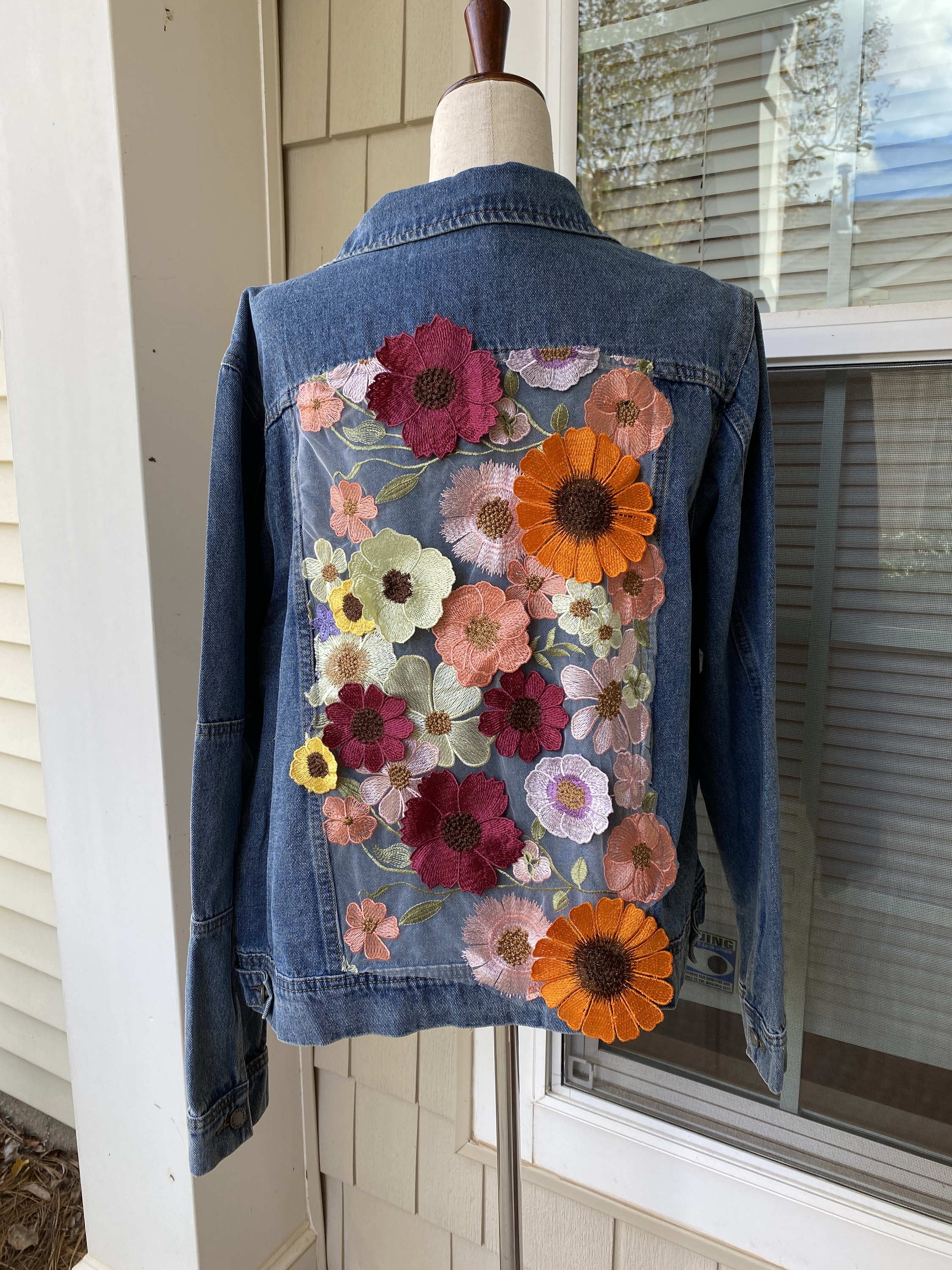 Plus size embroidered jean jacket hotsell