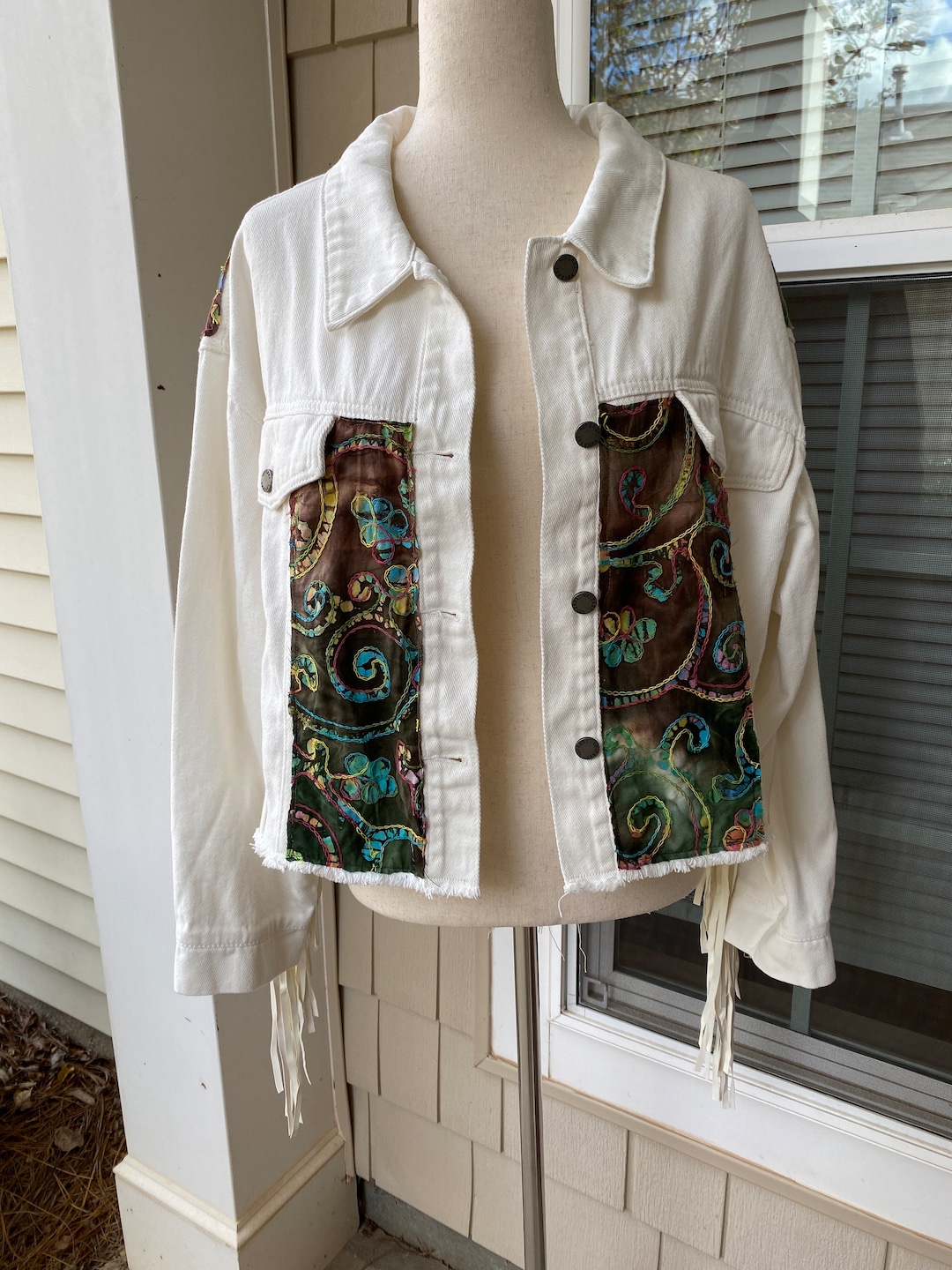 Plus Size Embellished Fringe Jacket Blue Suede Cowgirl Etsy