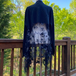 Bohemian lace sweater, tulle cardigan, Stevie nicks style sweater, handkerchief hemline, plus size cardigan, festival style, brand new,