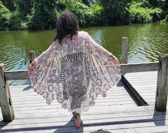 Plus size Crochet Kimono, Stevie Nicks, Kimono, lace duster, vintage fashion