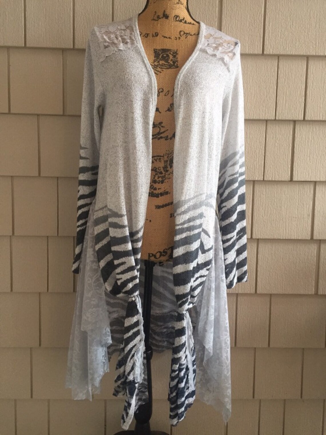 Zebra Cardigan with lace Etsy