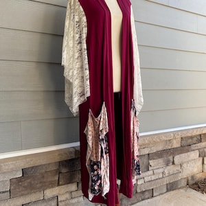 Ooak one size kimono, maxi hippie cardigan, festival style, Stevie nicks style, boho duster, boho chic cardigan, boho kimono, plus size