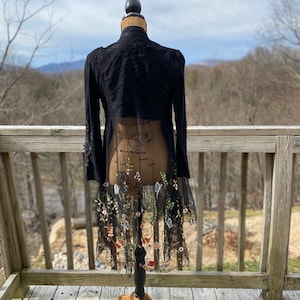Stevie Nicks cardigan with tulle, embellished cardigan, plus size, cardigan with tulle, embellished sweater, handmade sweater with tulle,