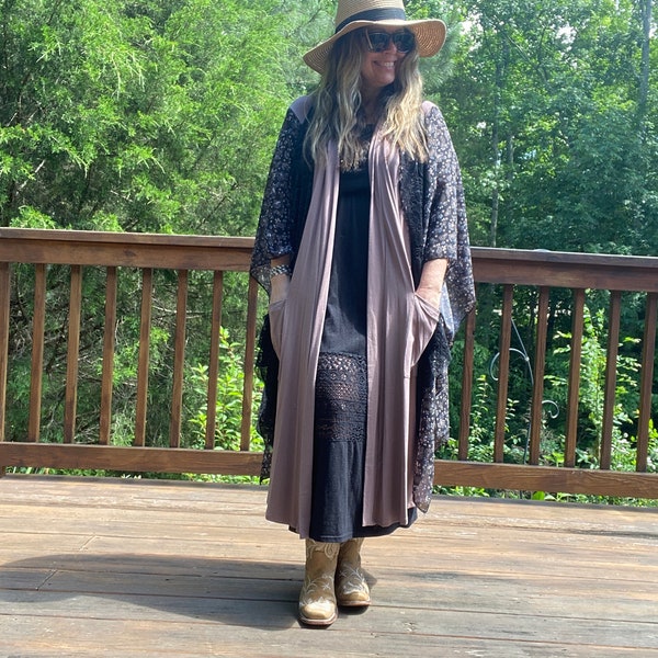 Wool and cotton maxi Cardigan