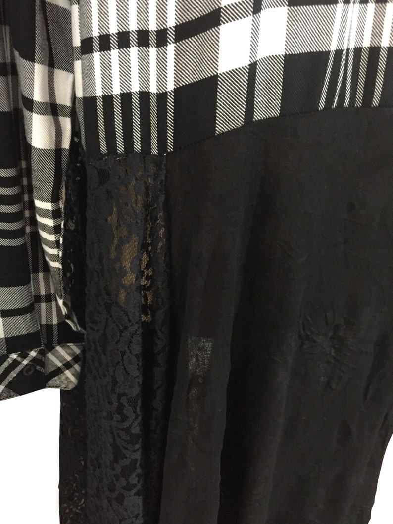 Stevie Nicks plaid duster Maxi shirt maxi dress denim shirt Boho chic denim duster shirt dress vintage style gypsy festival clothing stevie