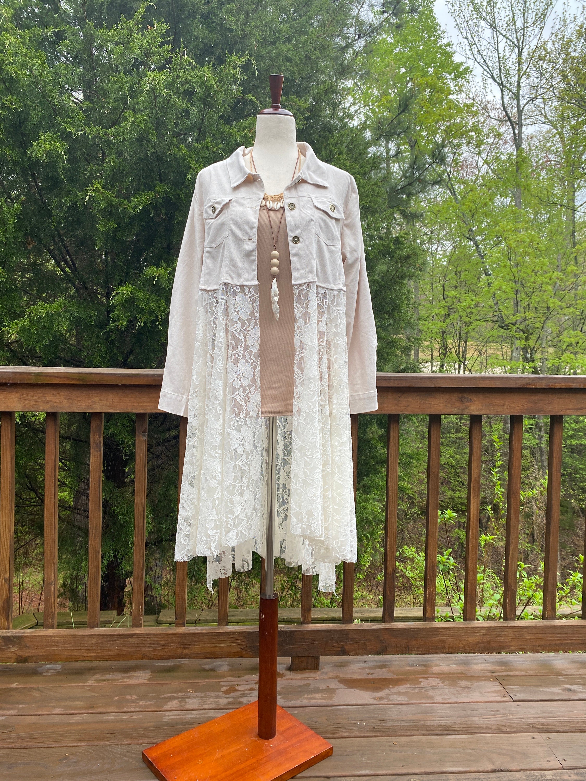 Bohemian Brand New Long Lace Jacket, Stevie Nicks White