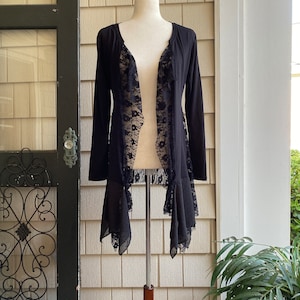 Stevie Nicks cardigan Boho chic lace waterfall coverup with handkerchief hemline