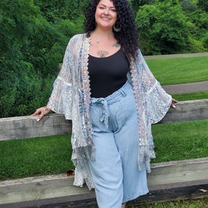 Lace Kimono: Boho Chic Resort Cover-Up, Stevie Nicks Style White