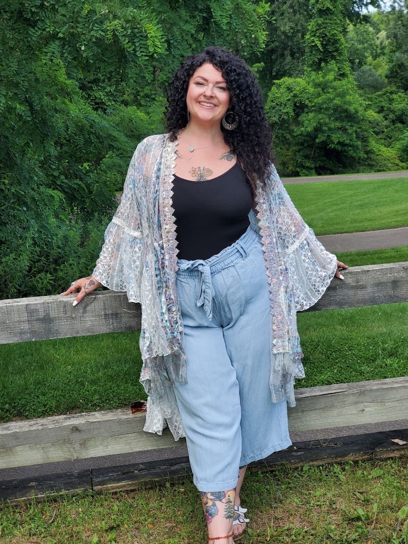 Lace Kimono: Boho Chic Resort Cover-Up, Stevie Nicks Style White