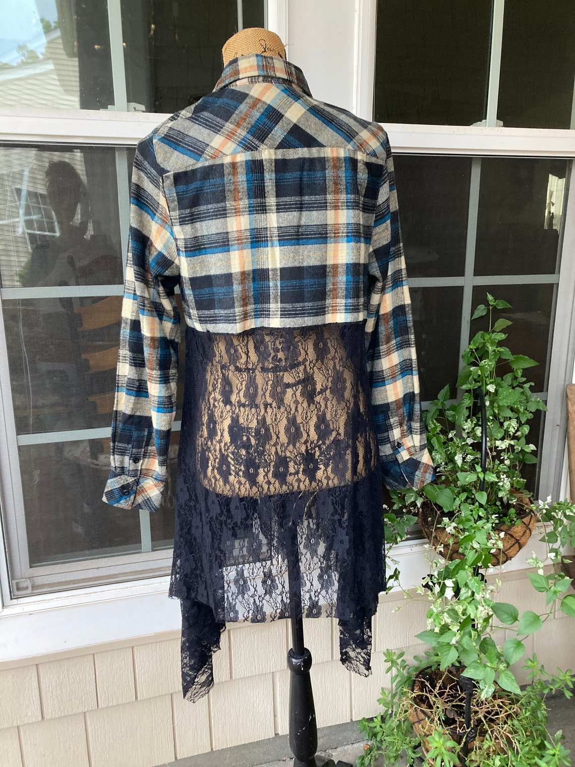 High Low Flannel Plaid Shirt Boho Chic Plaid Shirt With Etsy