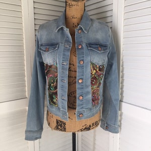 Plus Size Embroidered Embellished Denim Jacket With Colorful - Etsy