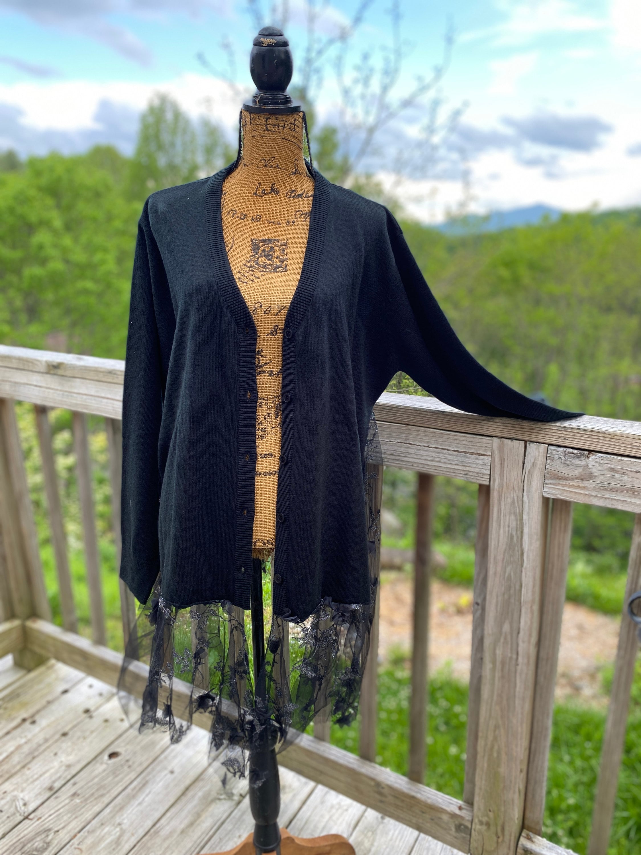 Stevie Nicks Cardigan With Tulle, Embellished Cardigan, Plus