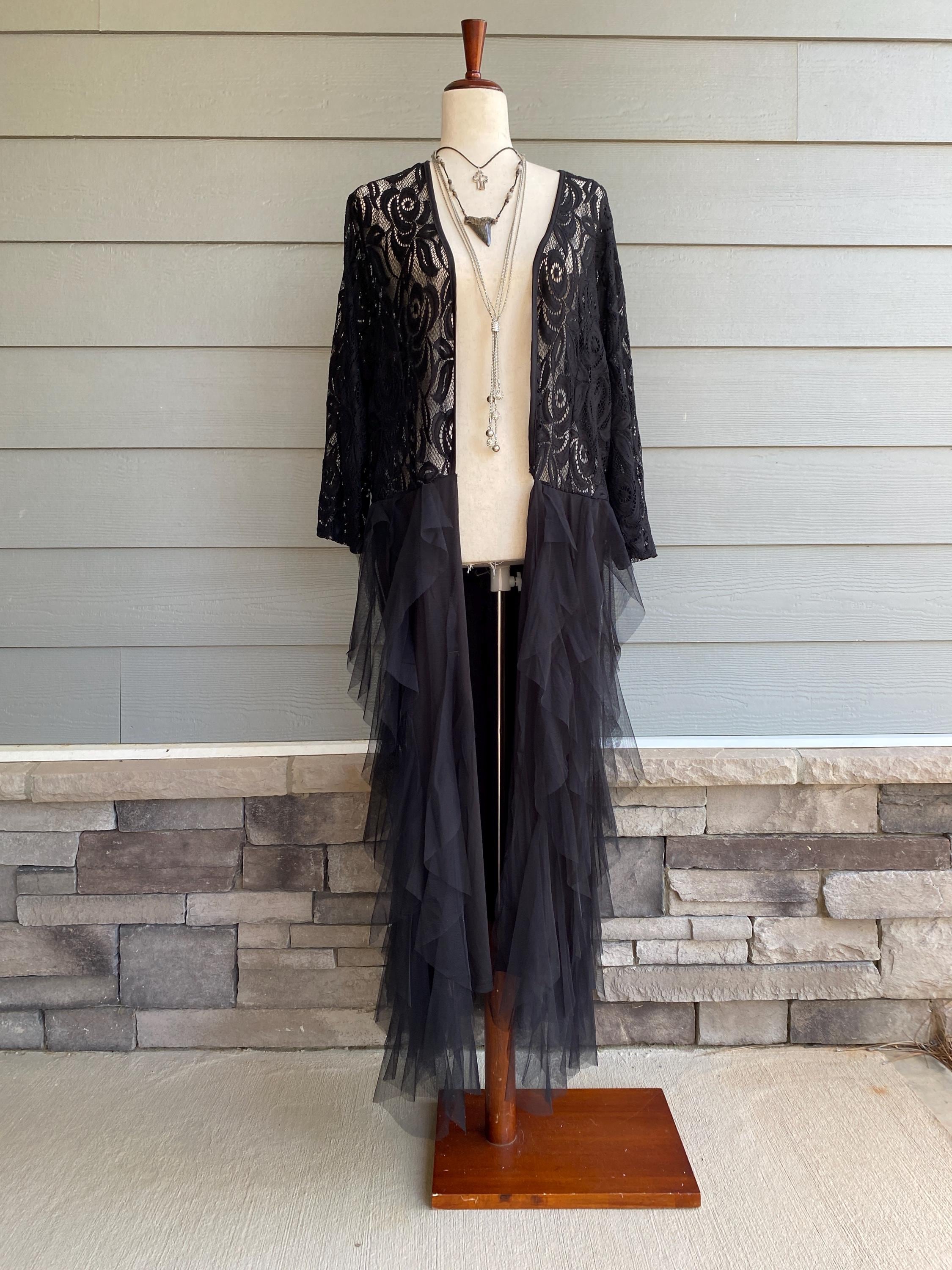 Plus Size Black Lace Duster: Handmade Tulle Skirt, Stevie Nicks