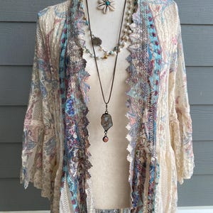 Lace Kimono: Boho Chic Resort Cover-Up, Stevie Nicks Style Beige