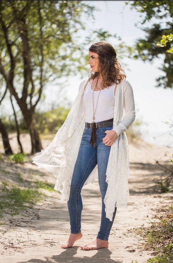 Boho lace cardigan deals