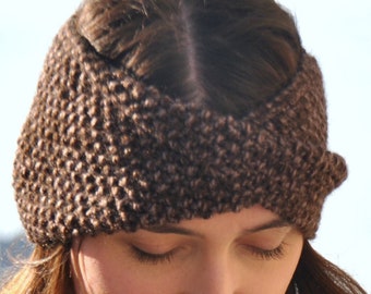 Bandeau Tricot Brun // Knitting Headband / Chauffe Oreille / Laine //