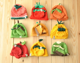 Cadeauset voor pasgeborenen / Mutsje en slofjes / Fruit / 0-3 maanden / Babycadeau