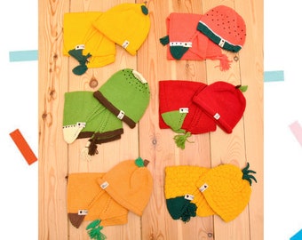 Package Gift child 1-2 years // Bonnet + Shawl Fruit / Package box Back to school, birthday, gift child