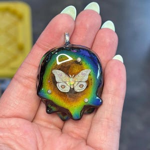 Mood Changing Moth and Opal Pinecone Pendant