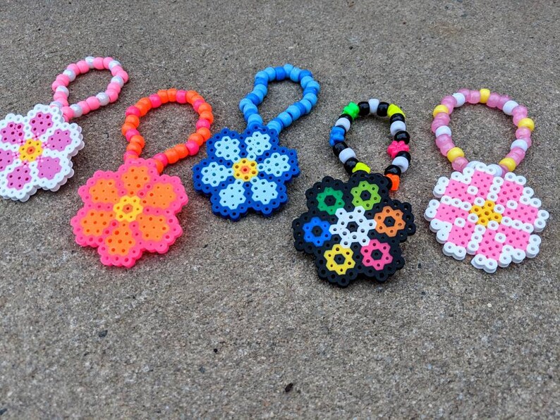 Assorted 5 pack of flower Perlers on Kandi Bracelets Assorted Etsy