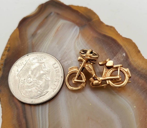 Vintage motorcycle charm, vintage 14k yellow gold… - image 3