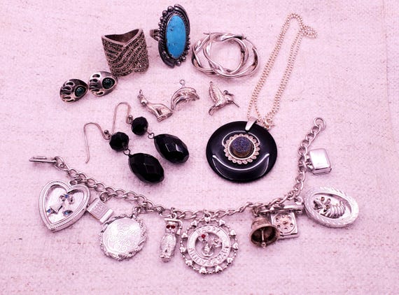Vintage Jewelry Lot, sterling silver jewelry lot, lot of sterling silver estate jewelry