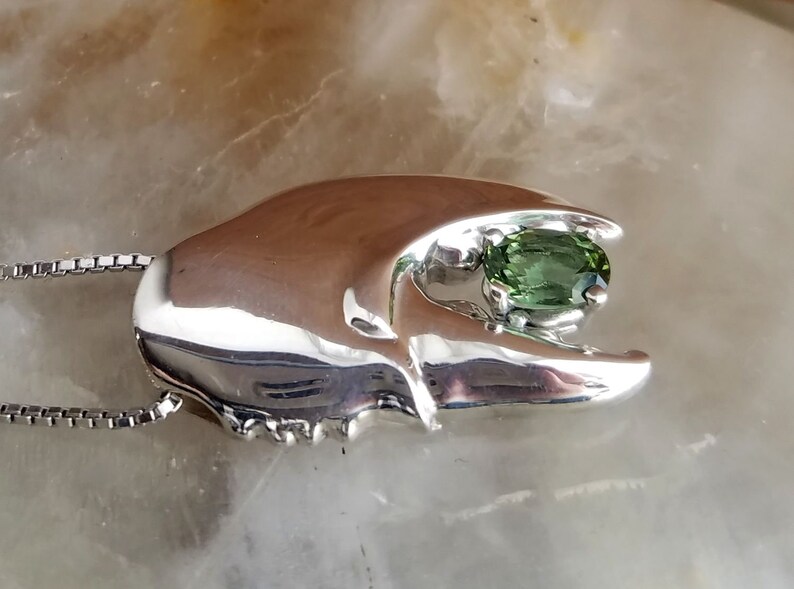 Lobster Claw Sterling Silver Pendant With Maine Green Etsy