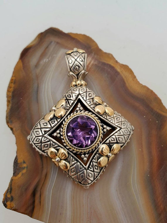 Vintage sterling silver amethyst pendant, silver 1