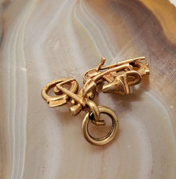 Vintage motorcycle charm, vintage 14k yellow gold… - image 4