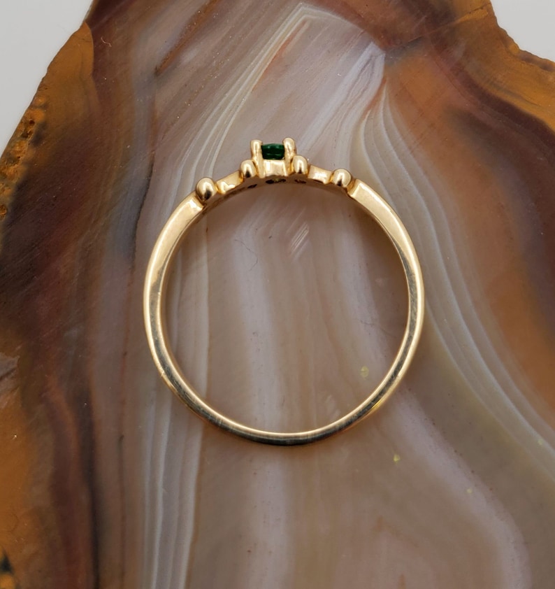 dainty ring low profile ring genuine emerald. Emerald 14k yellow gold ring