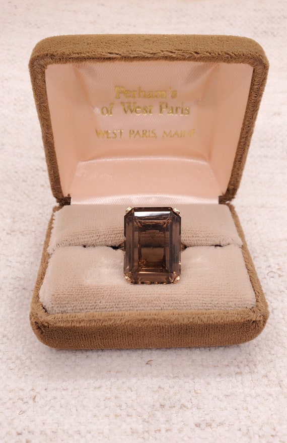 Vintage smoky quartz ring, 10k yellow gold smoky q
