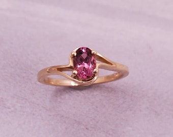 Maine tourmaline ring, pink tourmaline, 14k yellow gold pink tourmaline ring.