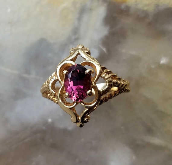 Maine Pink Tourmaline 14k Yellow Gold Victorian Style Ring. | Etsy