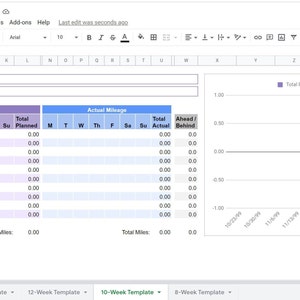 Running Training Plan Spreadsheet Template Marathon, Half, 5K, Any Race ...