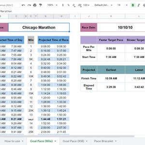 Printable Marathon Pace Bracelet and Mile Marker & Finish Times ...