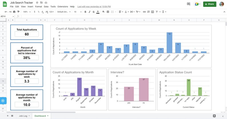 Job Search Tracker Spreadsheet - Google Doc Microsoft Excel - Etsy