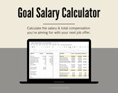 Goal Salary Calculator - Google Docs Spreadsheet - Calculate Your Target Pay and Total Compensation - Job Career Template