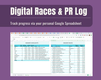 Race Log Template - Track Your Running Races and Automatically Highlight Your PRs - Google Spreadsheet or Microsoft Excel Digital Download