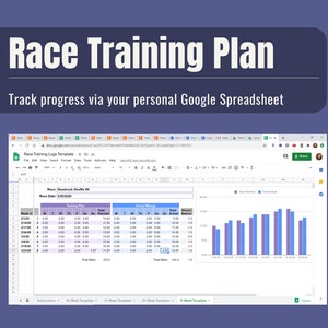 Running Training Plan Spreadsheet Template - Marathon, Half, 5K, any race distance - Google Doc or Microsoft Excel Download Template