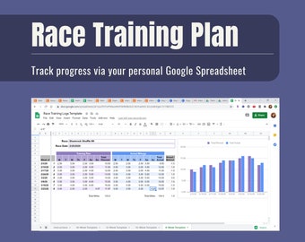Running Training Plan Spreadsheet Template - Marathon, Half, 5K, any race distance - Google Doc or Microsoft Excel Download Template