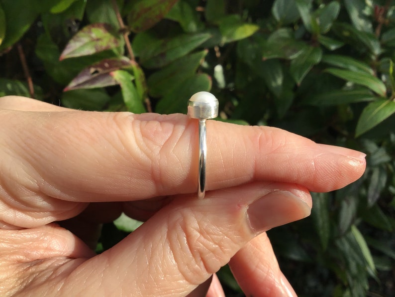6mm Freshwater Pearl Sterling and Fine silver ring