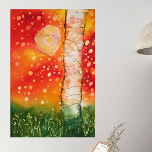 Aspen Tree Original Watercolor Painting. Aspen Trees Living Room Wall Decor.