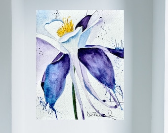 Fine Art Print of Colorado Columbine Print from my Original Watercolor Painting