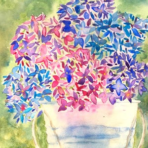 Elegant Hydrangea Watercolor Fine Art Print - Original Floral Painting for Home and Office Decor
