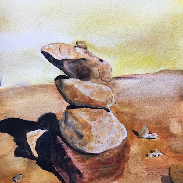 Watercolor Rock Cairn - Etsy