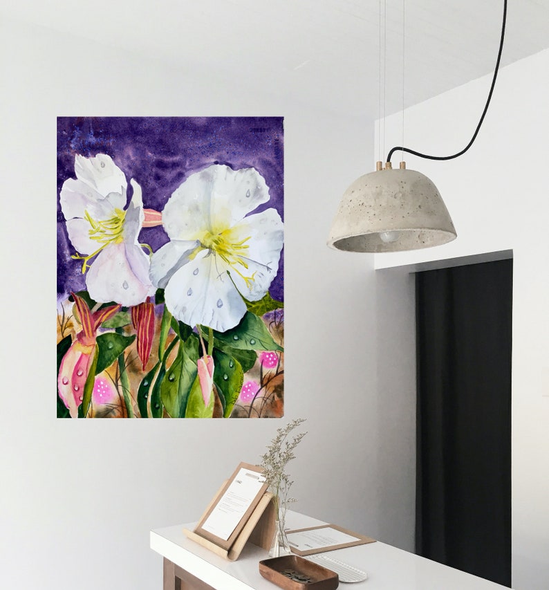 Desert Primrose with Dewdrops Fine Art Print from my Painting Original Watercolor image 2