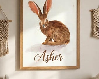 Rabbit Fine Art Watercolor Print for Nursery Wall